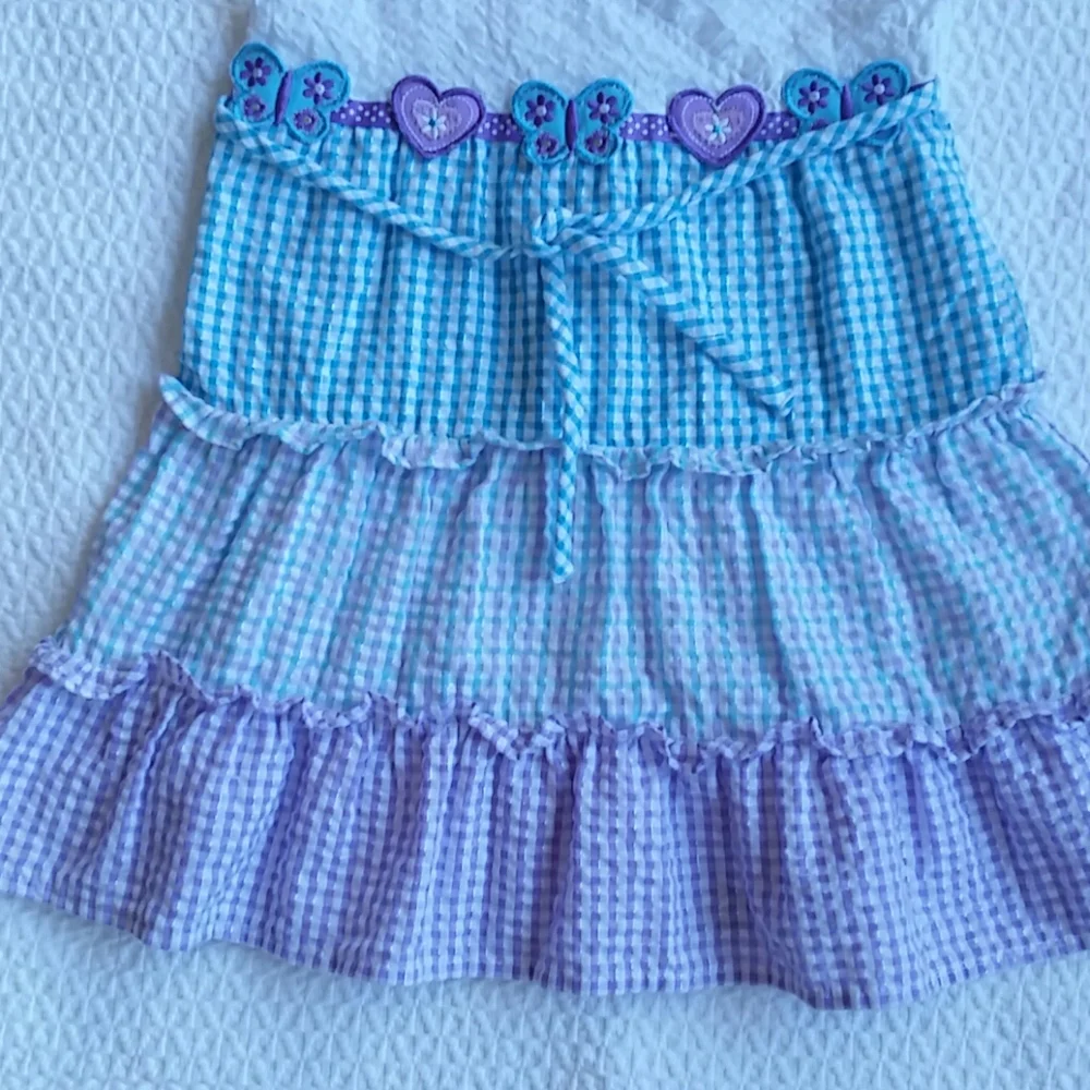 Youngland Blue and Purple Plaid Tiered Dress Size 3T